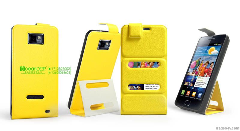 Leather Cover Case for Samsung i9100 Galaxy S2