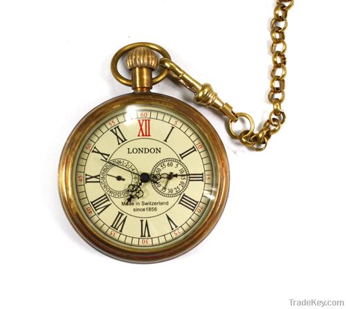 Archaize Pocket Quartz Watch Antique BLACK Necklace Xmas gift