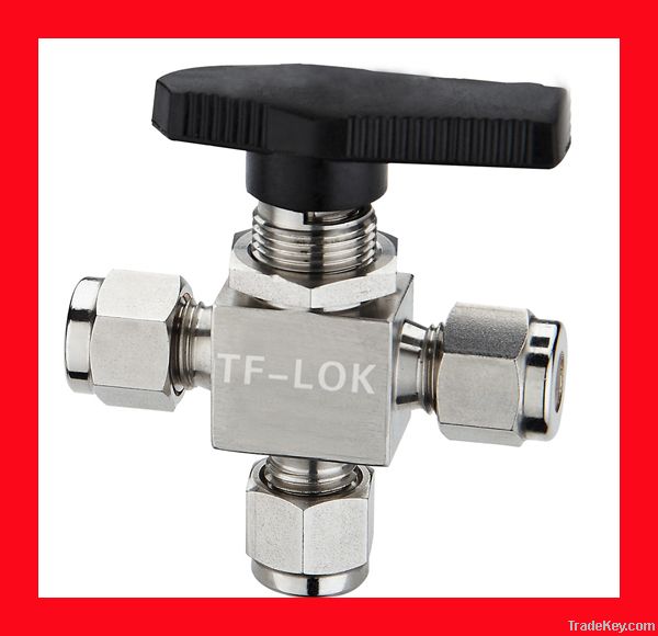 Stainless steel ferrule 3 way Ball Valve