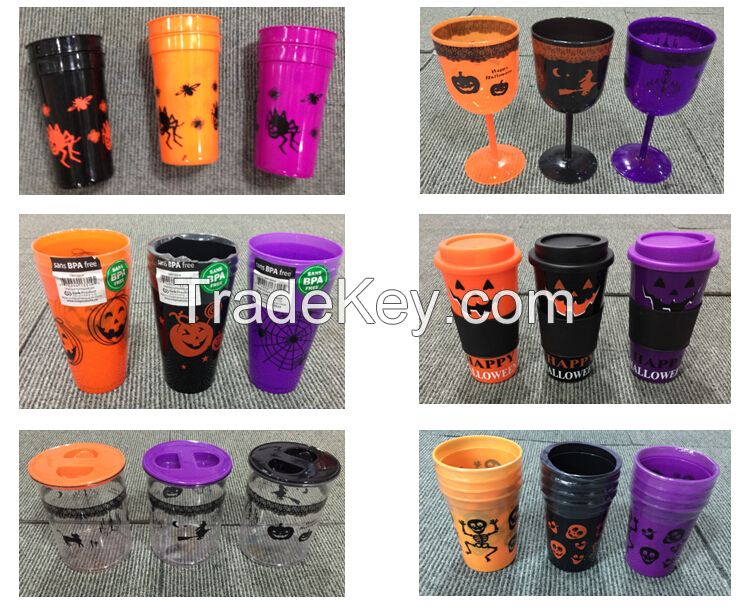 Halloween decoration/Halloween plastic bottle/cups/bowl/trays/plates