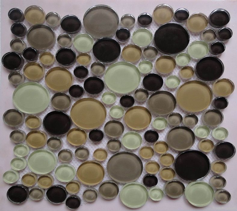 mixed color round glass mosaic