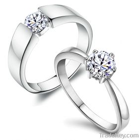 Sterling Silver Cubic Zieconia Couple's Rings