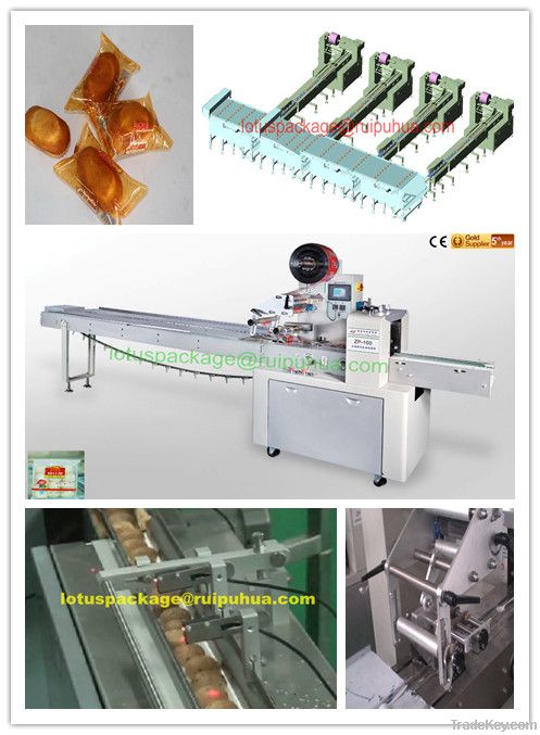 Horizontal plastic film flow-wrapping machine for granular food