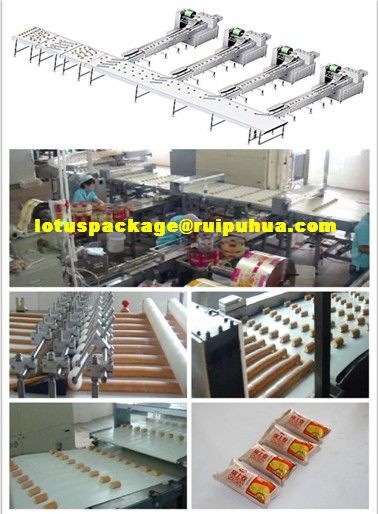 Horizontal plastic film flow-wrapping machine for granular food