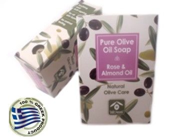Natural Olive Oil Soaps with Rose & Almond Oil in carton box 100 gr.