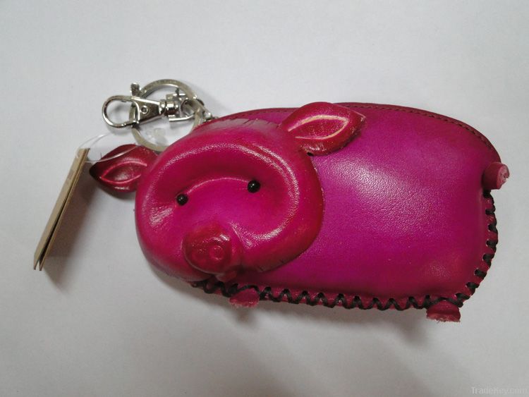 pig-featured leather purse
