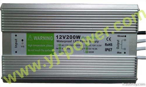 Waterproof power supply 200W 12v