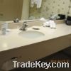 2012 HOT SALE bathroom granite vanity top with double ceramic sink