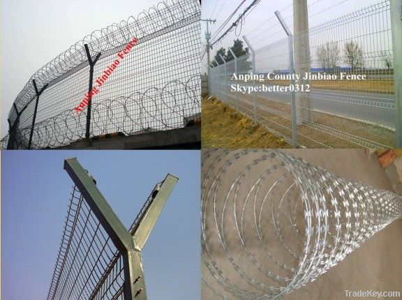 airport fence with barbed wire
