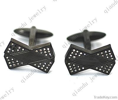 316L stainless steel black plated and stones cufflinks