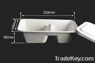 1000ml Bagasse Clamshell Box with Separate Lid Biodegradable Tableware