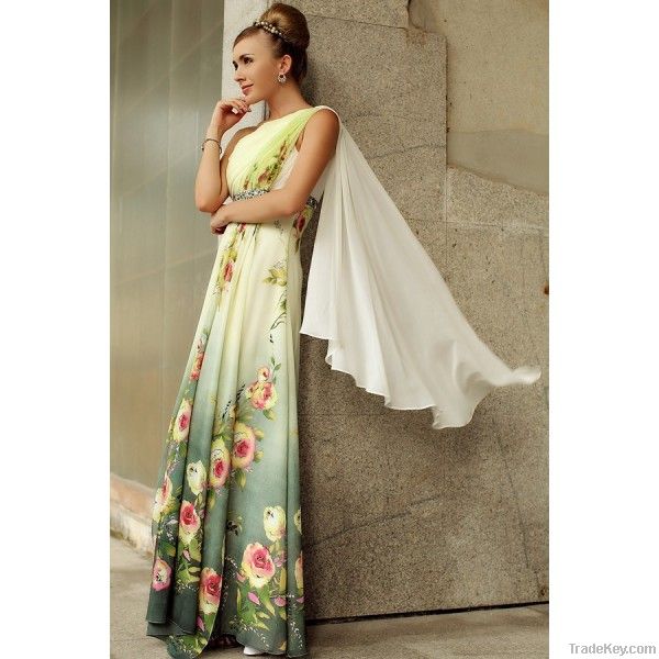 2011 DORIS 30215 One-shoulder Flower Printed Evening Dress
