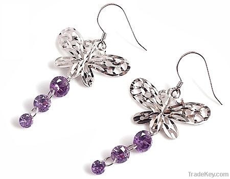 925 sterling silver cz drop earrings