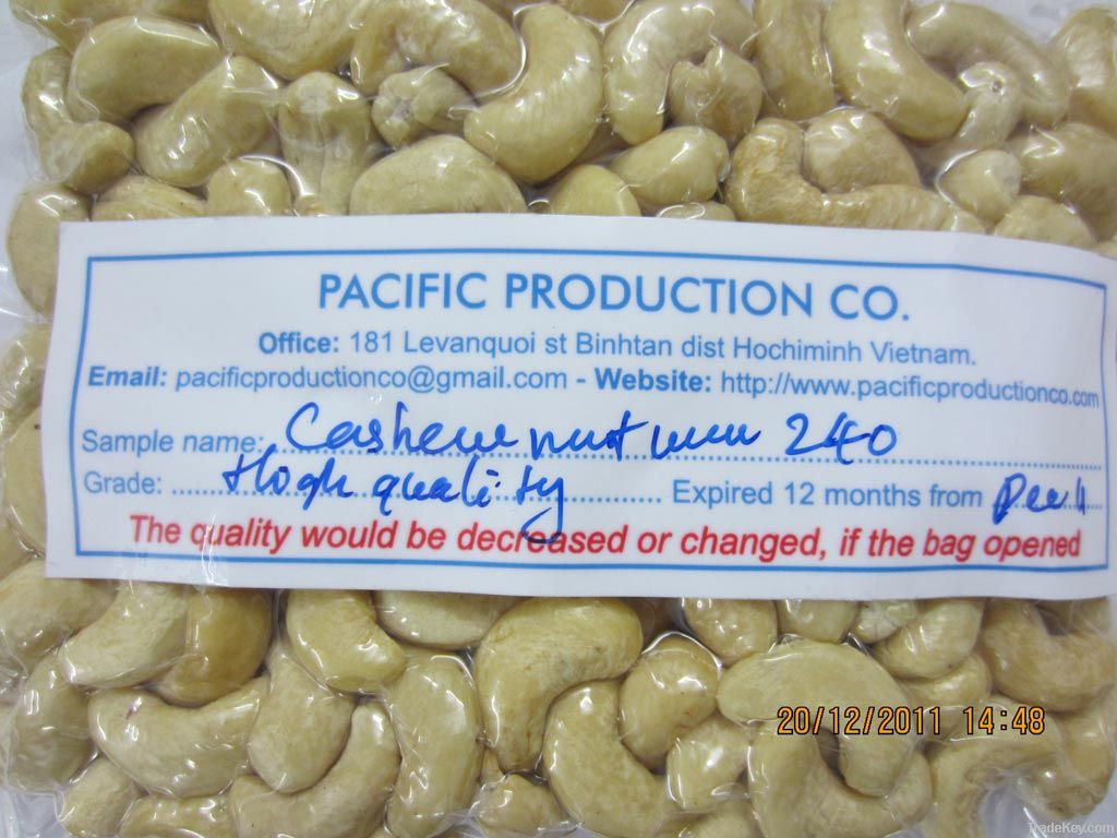 Cashew nuts without shell such as ww240, ww320, ww450...