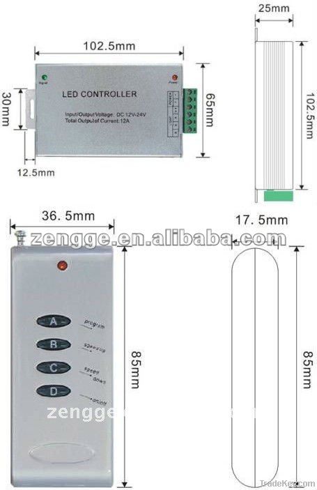 Aluminum4-keys RF RGB LED controller