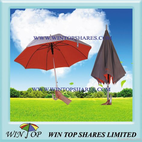 High Quality Red grey Double canopy aluminum Auto Straight Umbrella supplier