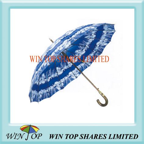 23 inch Auto Straight Wooden Frame Printed Umbrella