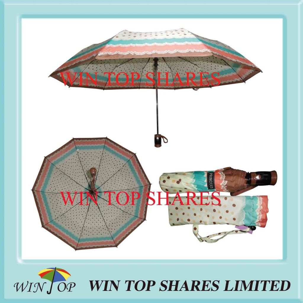 DOT Design Heat Transfer Printing 3 Folds Auto Umbrella