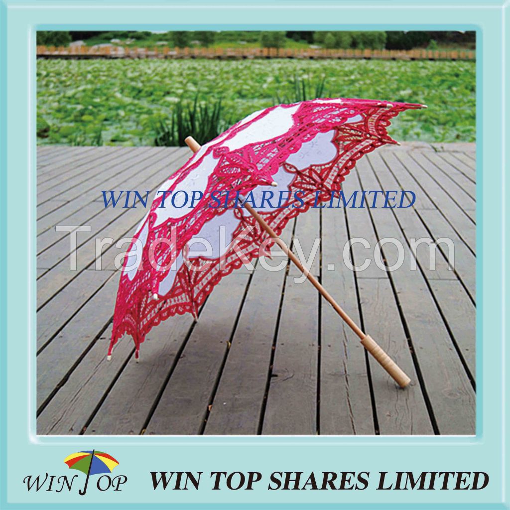 China popular red and white craft parasol