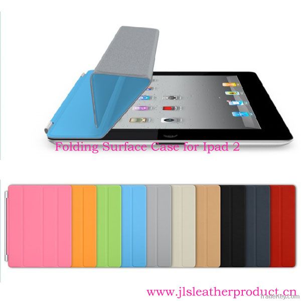 2012 Fashionable cute leather case for ipad with foldable surface