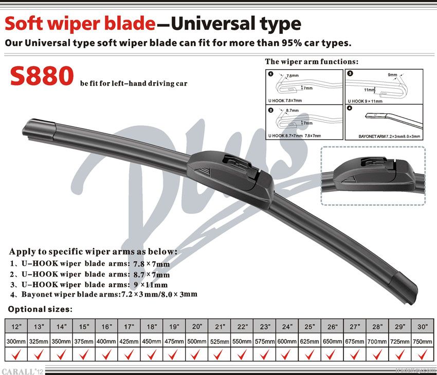 auto parts accessories soft windshield wiper universal type