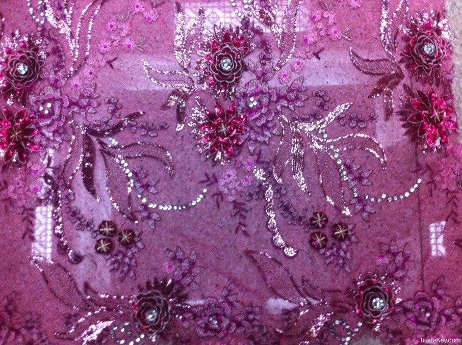 Tulle embroidery fabric for evenning dress and ball gowns