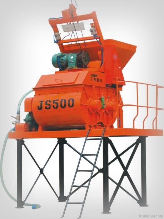 JS500 double horizontal shaft concrete mixing machine