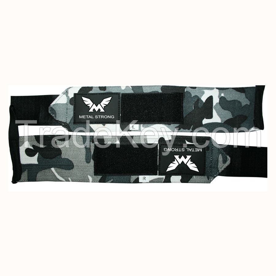 Weight Lifting Training Wrist Support Wraps Gym Cotton Bandage Straps With Custom Label 