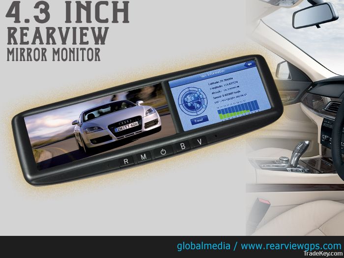 4.3 inch clip on rearview mirror gps navigation with bluetooth