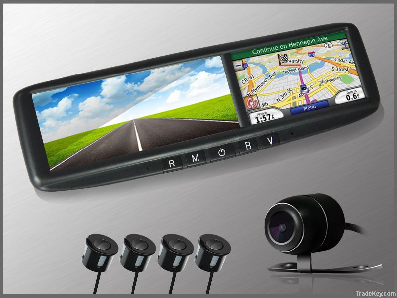 4.3 inch clip on rearview mirror gps navigation with bluetooth