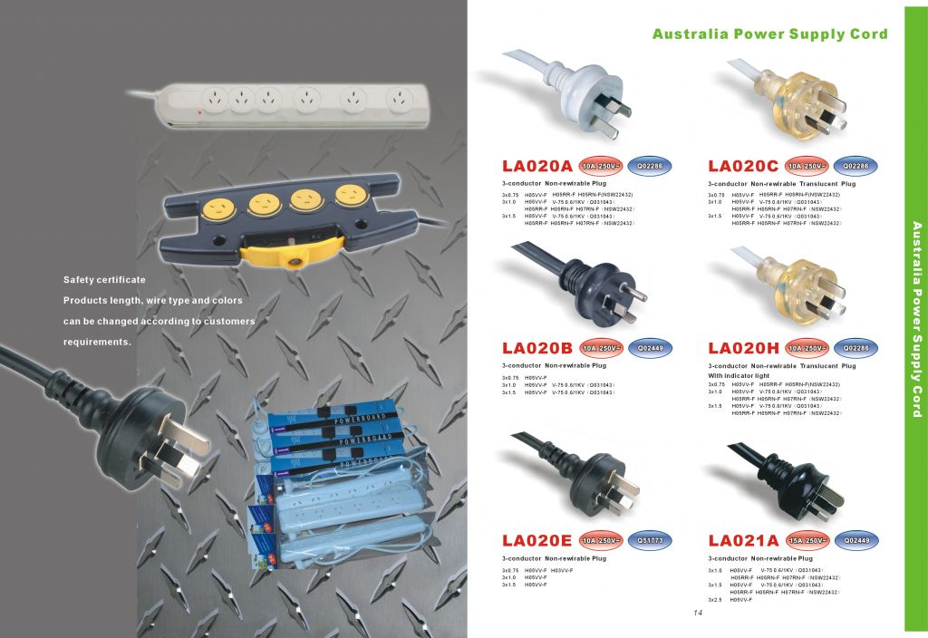 SAA Extension cord, power  cable reel, power board