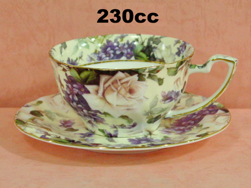 White Big Rose Cup - Saucer