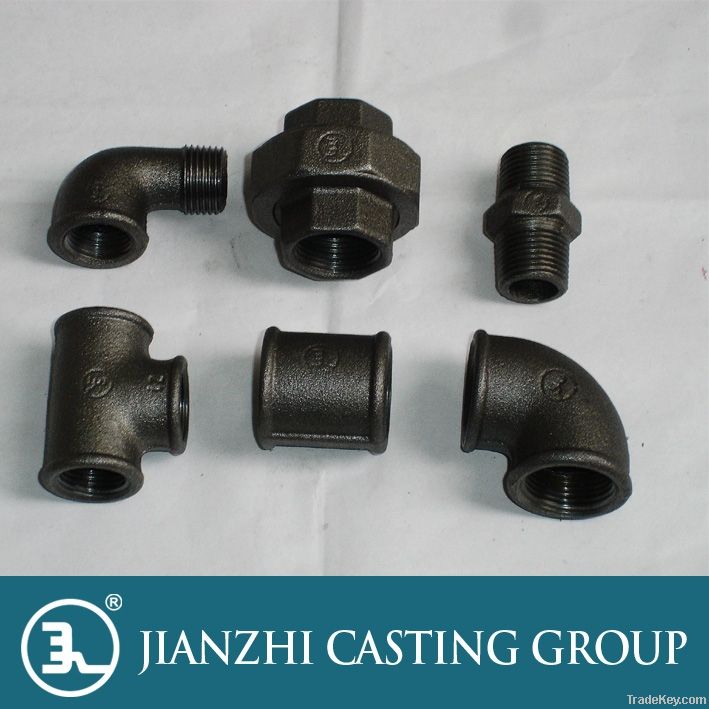 British Standard Black banded malleable iron pipe fittings