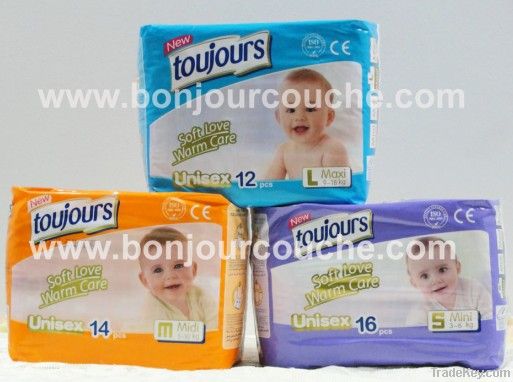 Toujours baby diaper(colorful, disposable, Cheap)