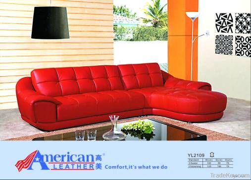 Modern leather corner sofa red