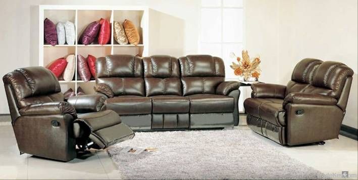 Modern living room sofa, leather recliner sofa, leather sofa set