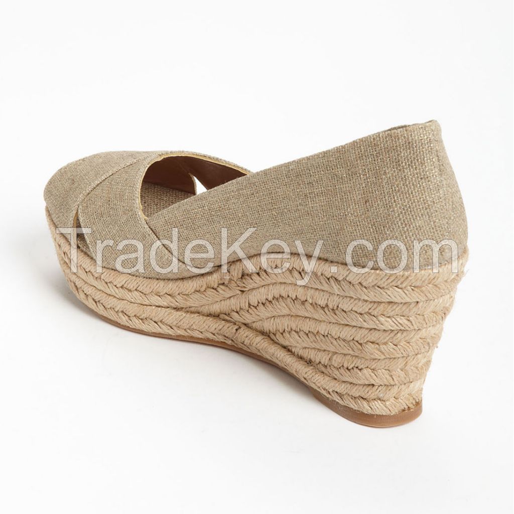 Women Hessian Rope Wedge Platform Sandals Summer