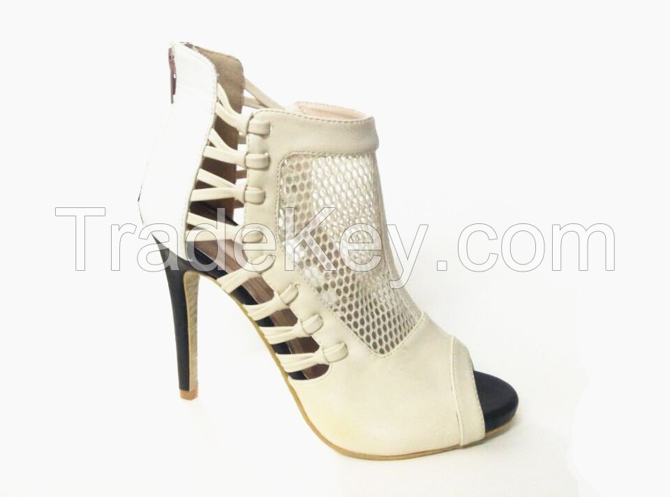 Sexy White PU Peep Toes Hollow out Ankle High heel[JGB14052]