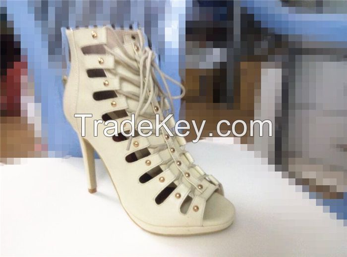 Sexy White PU Peep Toes Hollow out Ankle High heel[JGB14052]