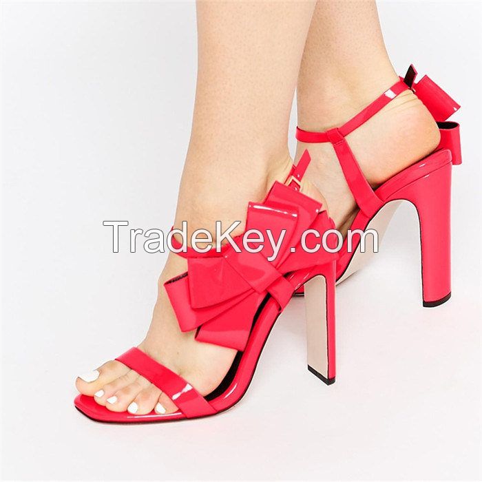 Pretty design Red PU Bow High heels in Wide Shape[JGB050502]