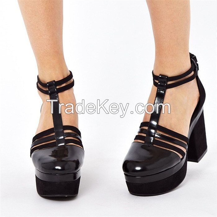 New Design Sexy Black Lady Sandals Thick-heel with Waterproof Round-toe[JGB050504]