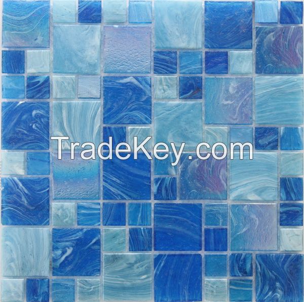 Clear blue glass mosaic for swimming pool
