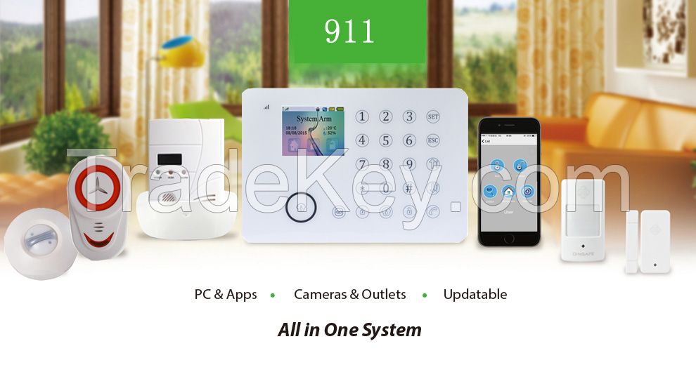 new design PSTN TFTwireless home burglar GSM alarm system