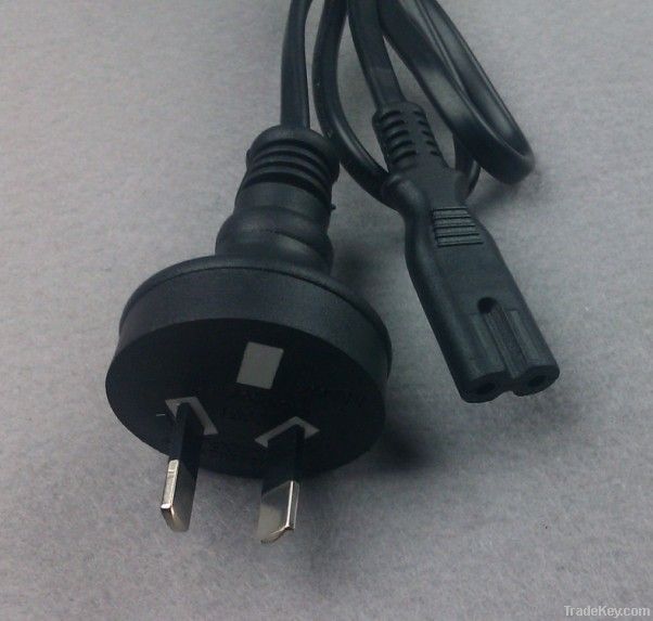 Power Cord with Two pin plug and Australian Standard, SAA Approved