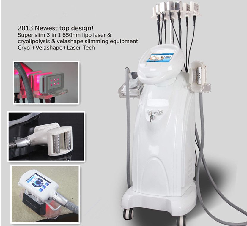 2013 newest 3in1 cryolipolysis+laserlipo+velashape slimming machine 