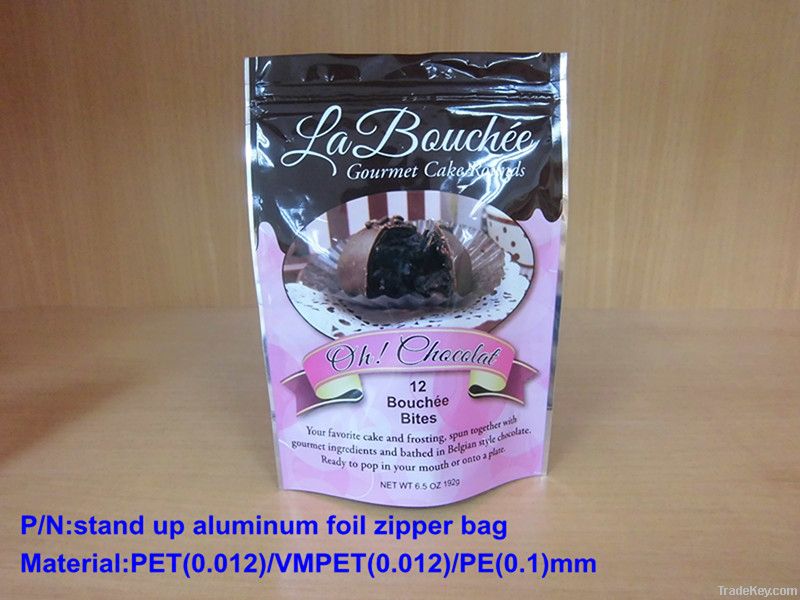 Chocolate packaging bag with zipper