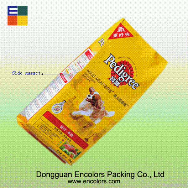 Plastic dog food packaging bag with zipper