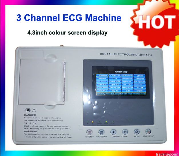 Digital 3 channel ECG machine with analysis