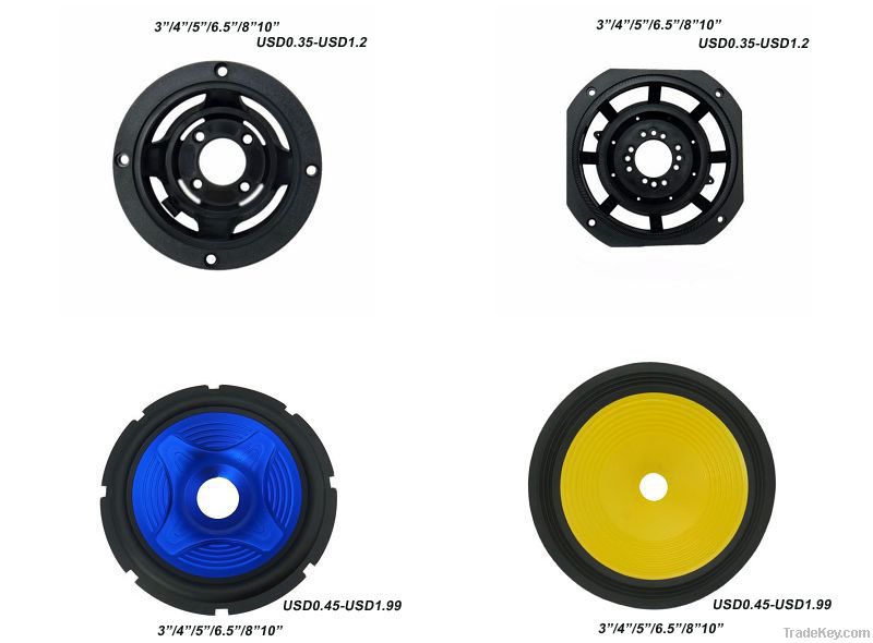 Speaker cones, frames, gaskets, coil bobbin, snap fasteners