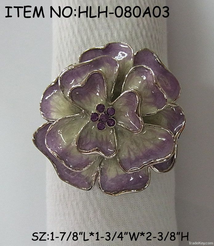 Colorful flower metal napkin ring